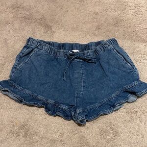 Denim Ruffle Hem Women Shorts - American Eagle